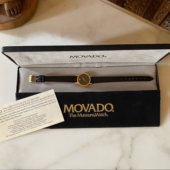 Vintage Movado Classic Slim Museum Watch Gold w/New Band  Box - Picture 12 of 14